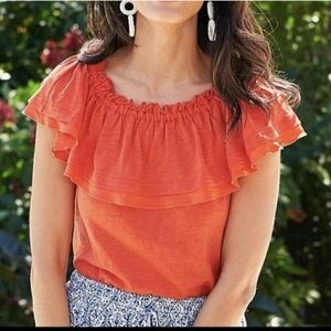 MATILDA JANE Everything I See Orange Convertable Ruffle Top Cotton LikeNew Small